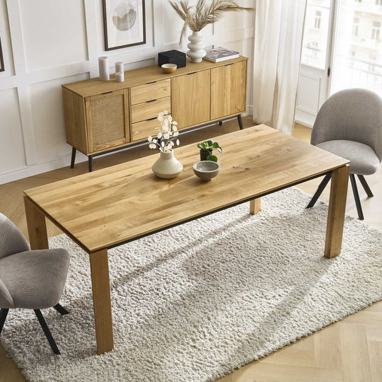 Table à manger extensible BOBOCHIC Hortense en chêne massif 200cm