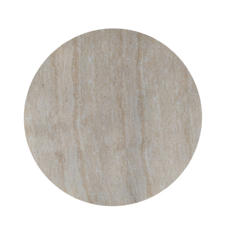 Table à manger Danli 4 personnes ronde effet travertin