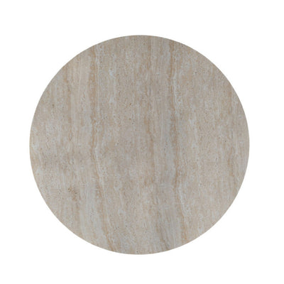 Table à manger Danli 4 personnes ronde effet travertin
