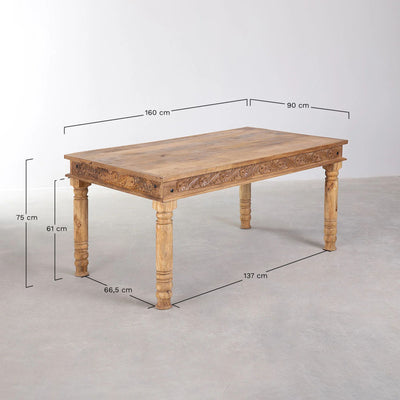 Table à manger SKLUM Taraz rectangulaire 160x90 cm en bois de manguier