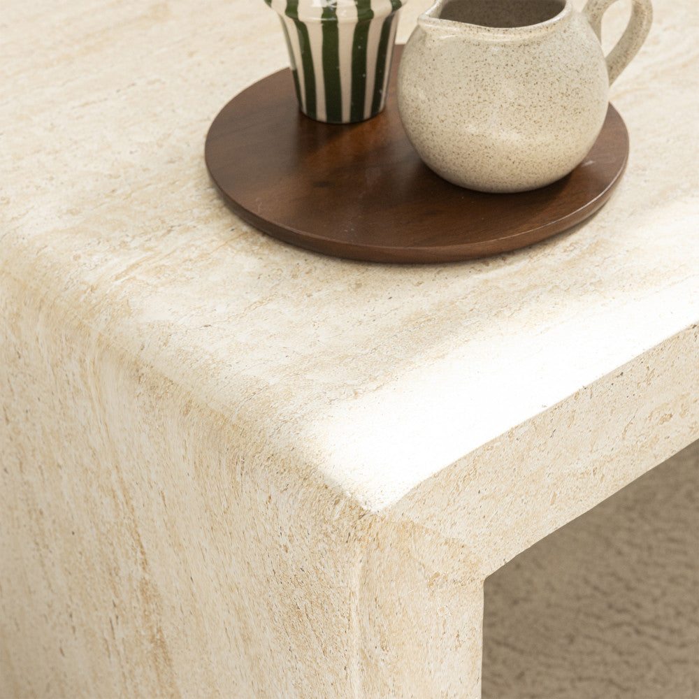Table basse DRAWER Tocoa effet travertin 120x55cm