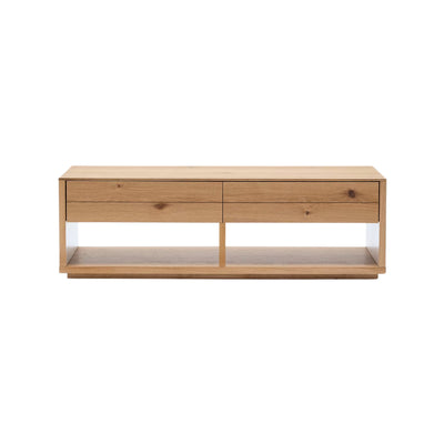Table basse KAVE HOME Alguema 2 tiroirs en placage de chêne finition naturelle 140 x 60 cm