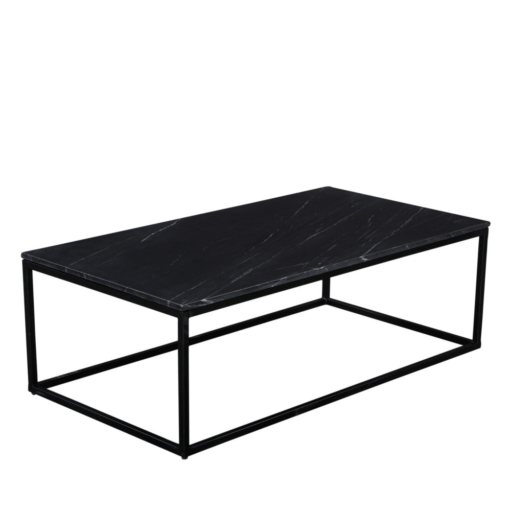 Table basse rectangulaire DRAWER Saku en marbre et métal 120x65cm