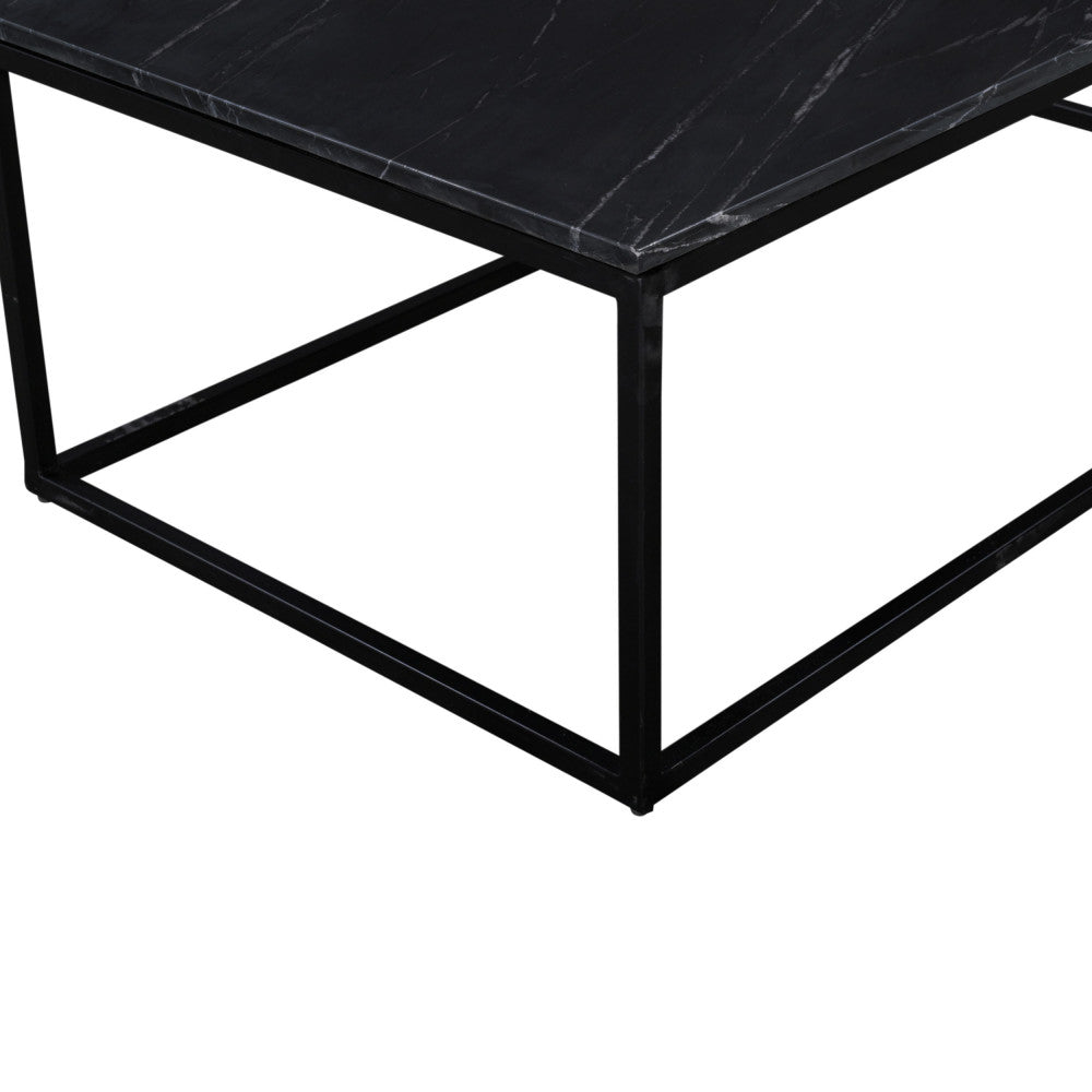 Table basse rectangulaire DRAWER Saku en marbre et métal 120x65cm