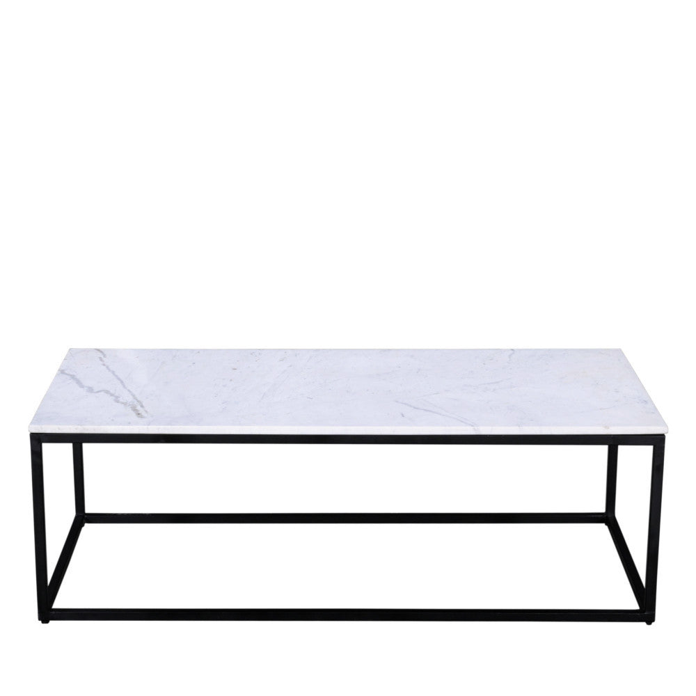 Table basse rectangulaire DRAWER Saku en marbre et métal 120x65cm