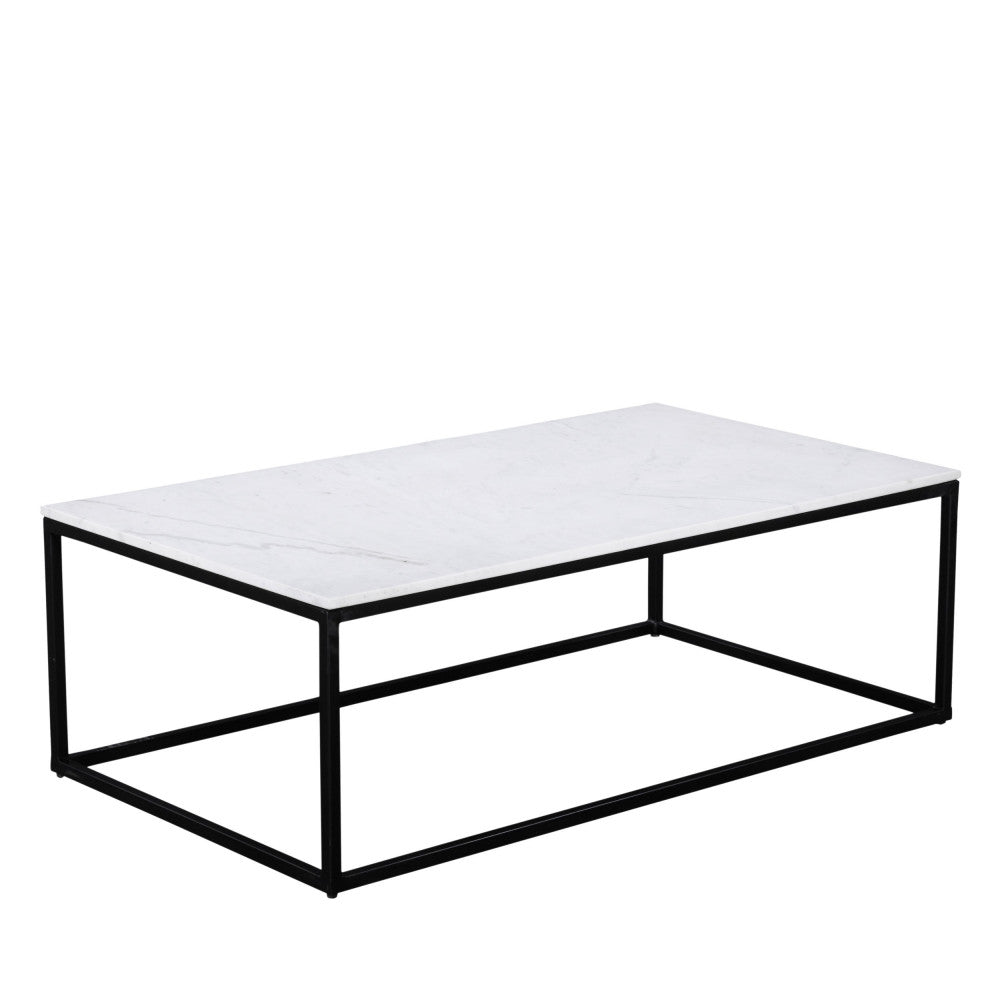Table basse rectangulaire DRAWER Saku en marbre et métal 120x65cm