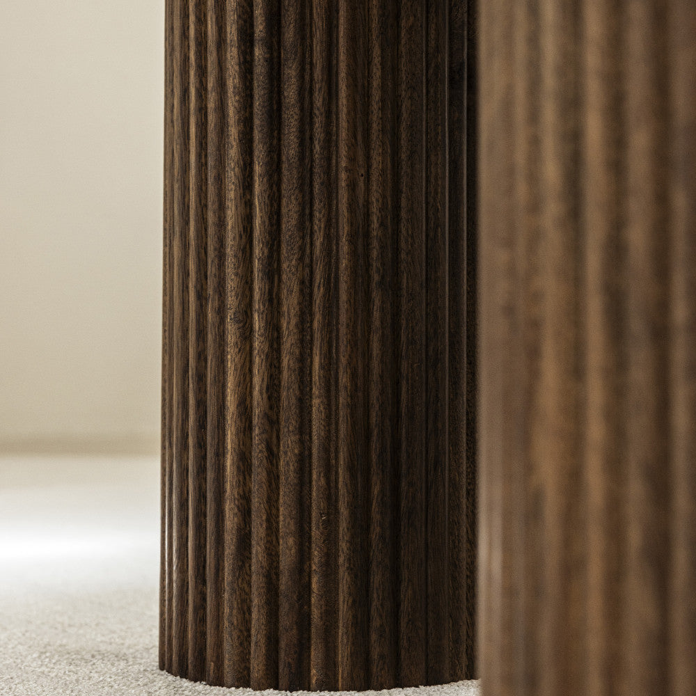 Table basse DRAWER Sula en marbre et bois massif ø80cm