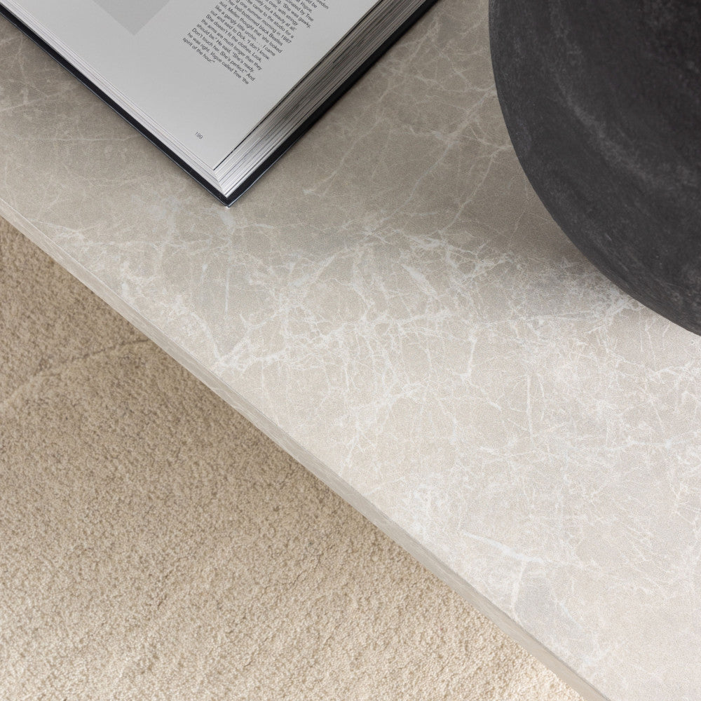 Table basse DRAWER Narvik ovale effet marbre 190x60cm