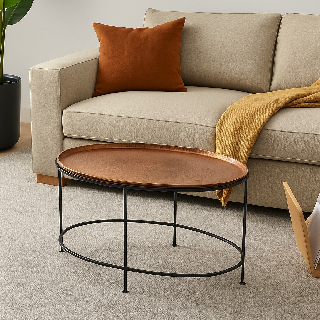 Table basse ovale cuivre