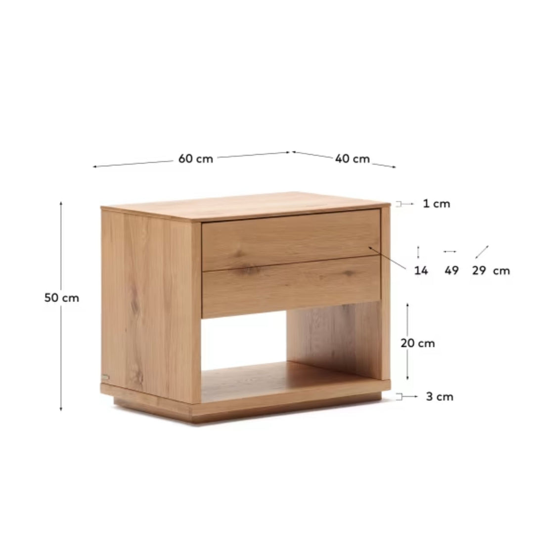 Lot de 2 tables de chevet KAVE HOME Alguema chêne naturel 60x50cm