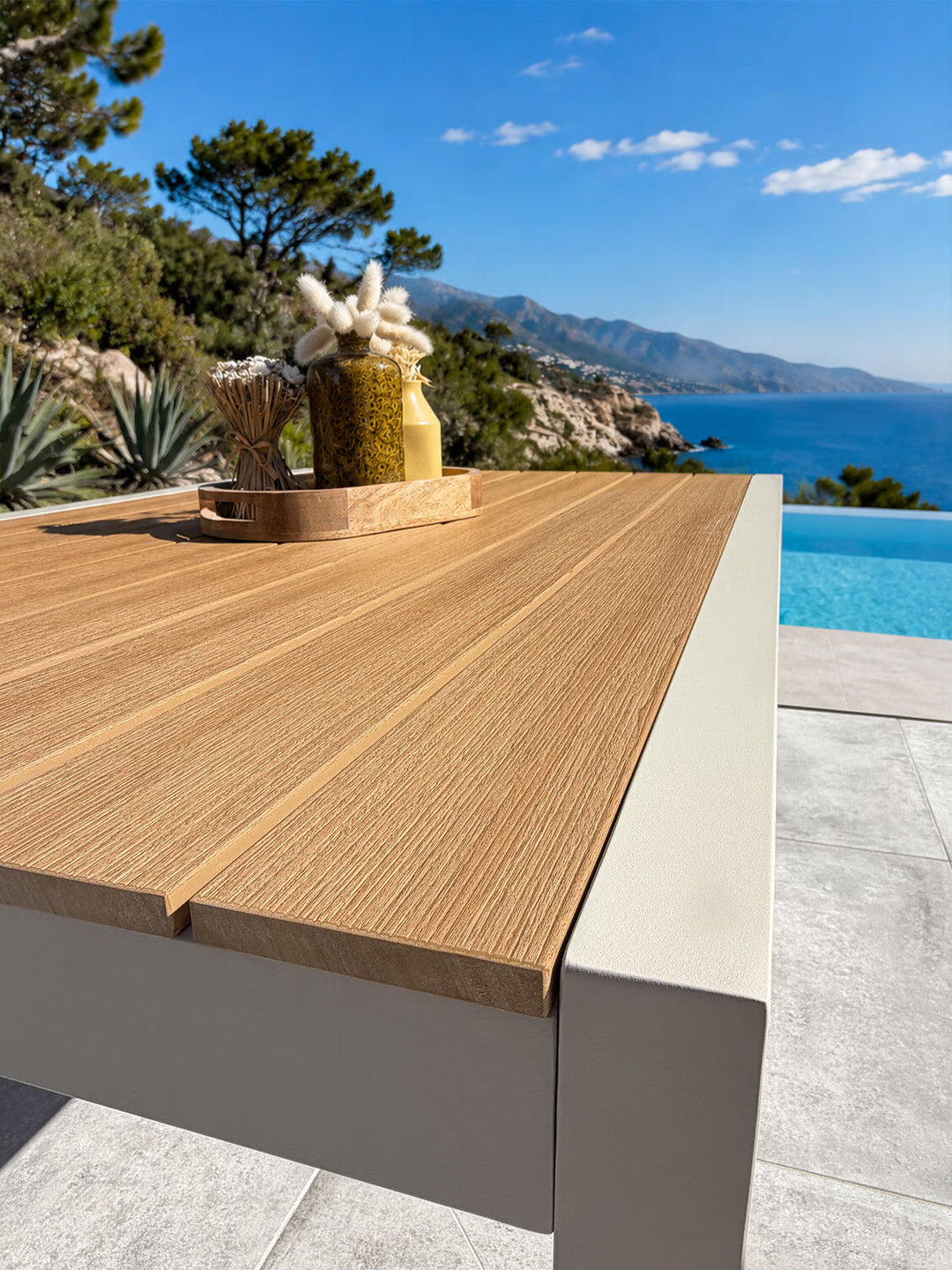 Table de jardin DCB GARDEN Tonga en aluminium grège 170x80cm