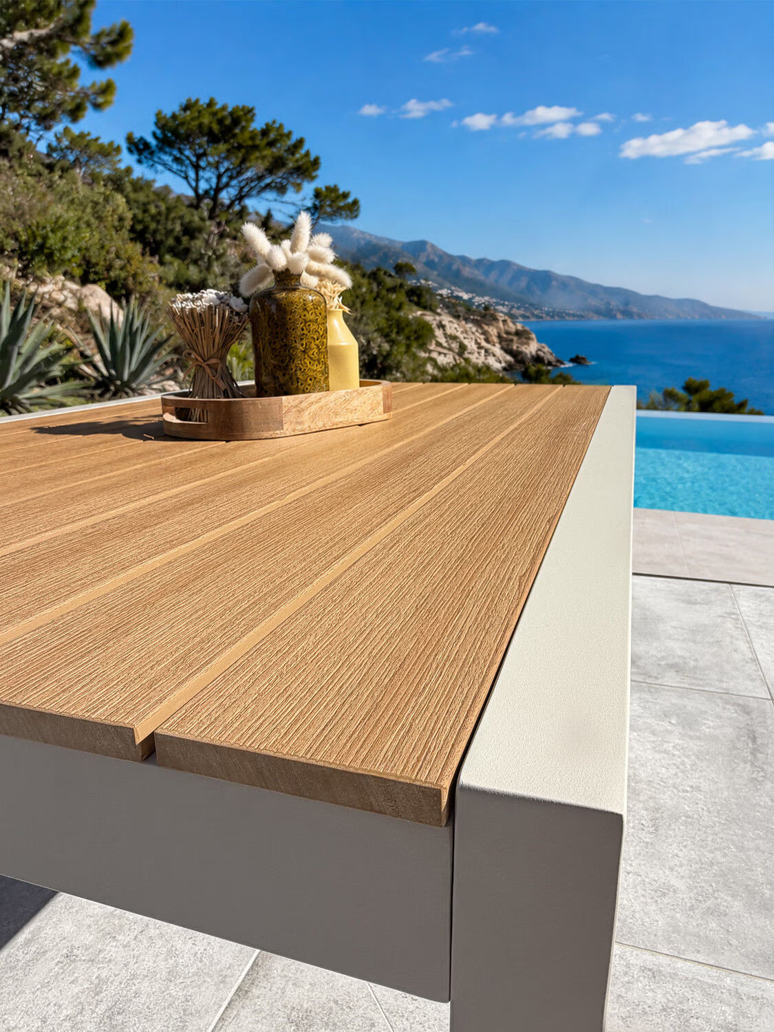 Table de jardin DCB GARDEN Tonga en aluminium grège 170x80cm