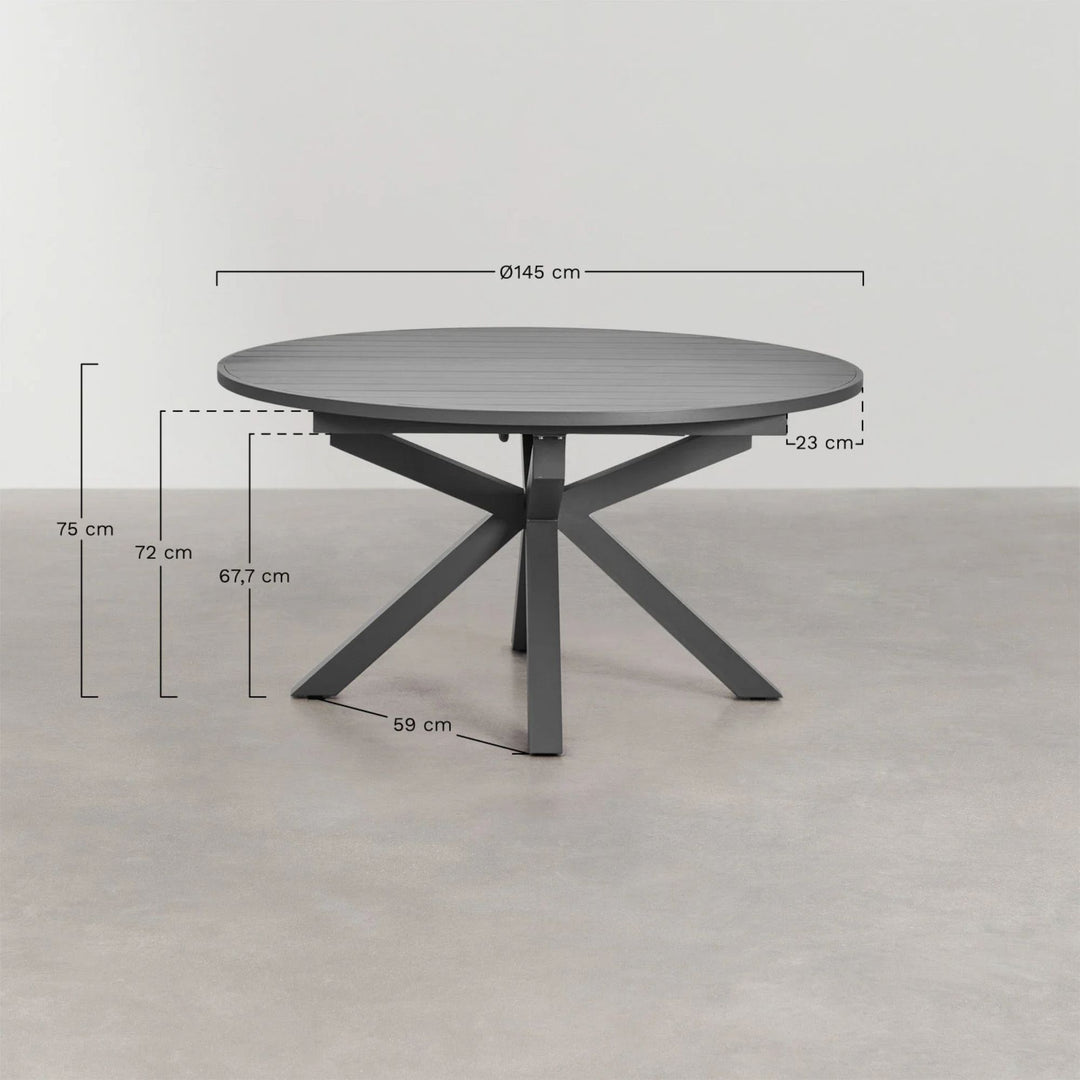 Table de jardin extensible SKLUM Barces en aluminium 145-200x145 cm