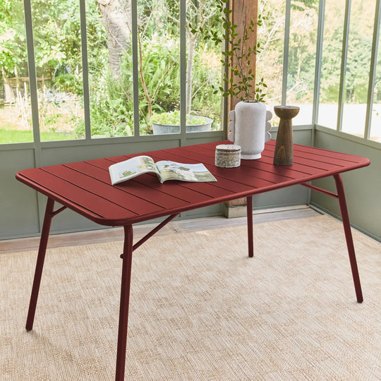 Table de jardin pliante SWEEEK Amélia 6 places en métal terre de sienne