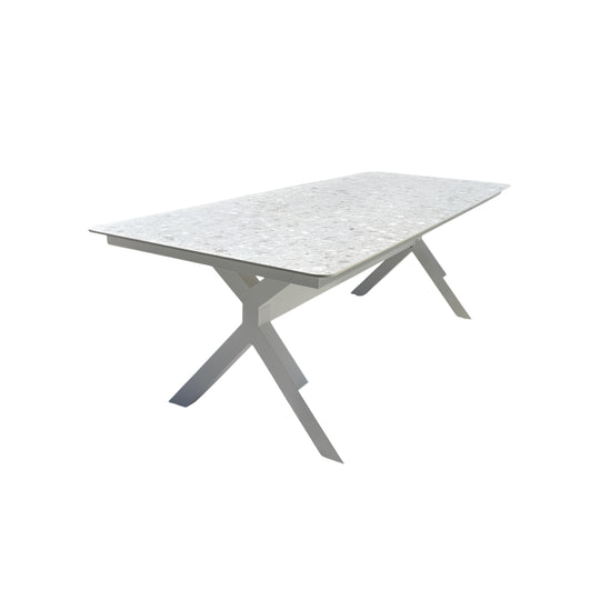 Table de jardin REMARQUABLE Abella 8 places en aluminium blanc
