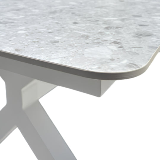Table de jardin REMARQUABLE Abella 8 places en aluminium blanc
