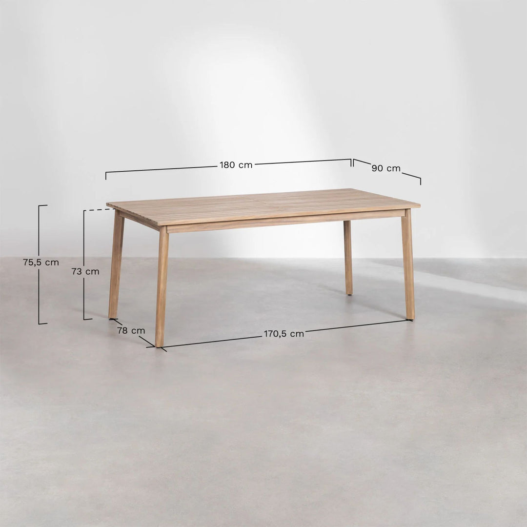 Table de jardin SKLUM Kaela en bois d'acacia brun foncé 180x90cm