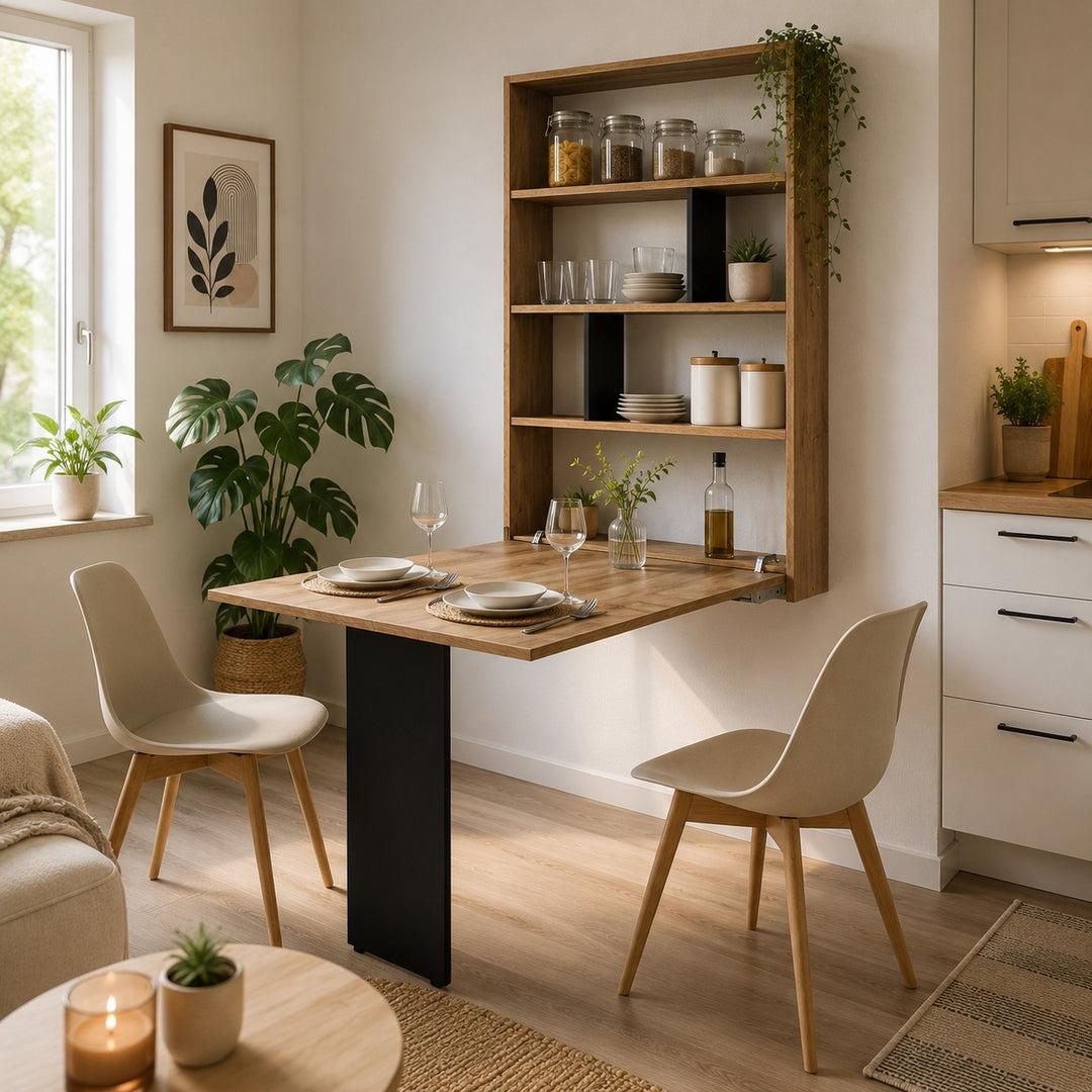 Table pliante MOBILIER 1 Pinis III (Noir + Chêne wotan)