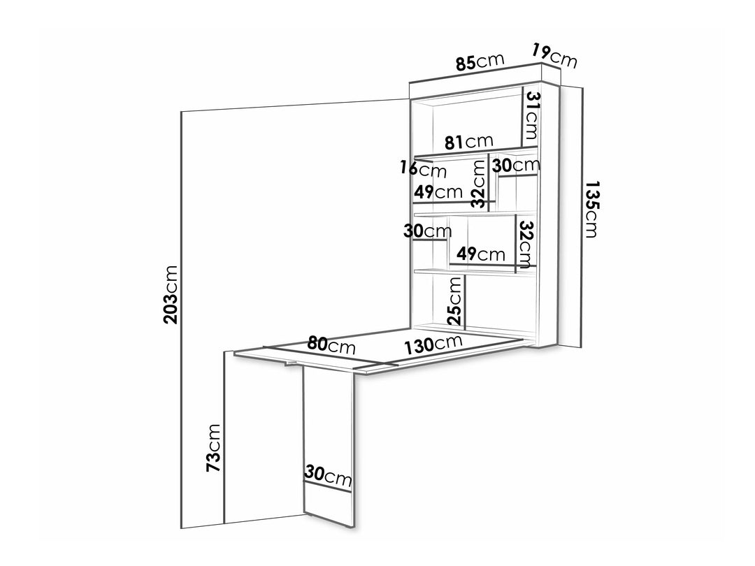 Table pliante MOBILIER 1 Pinis III (Noir + Chêne wotan)