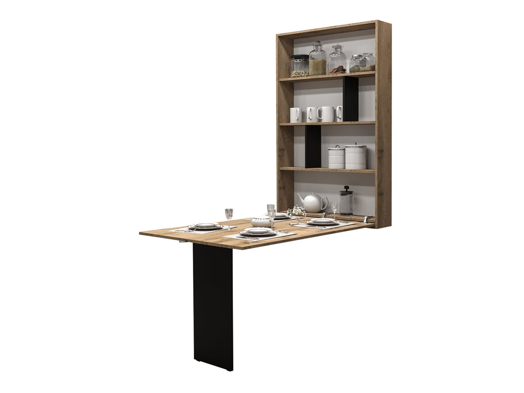 Table pliante MOBILIER 1 Pinis III (Noir + Chêne wotan)