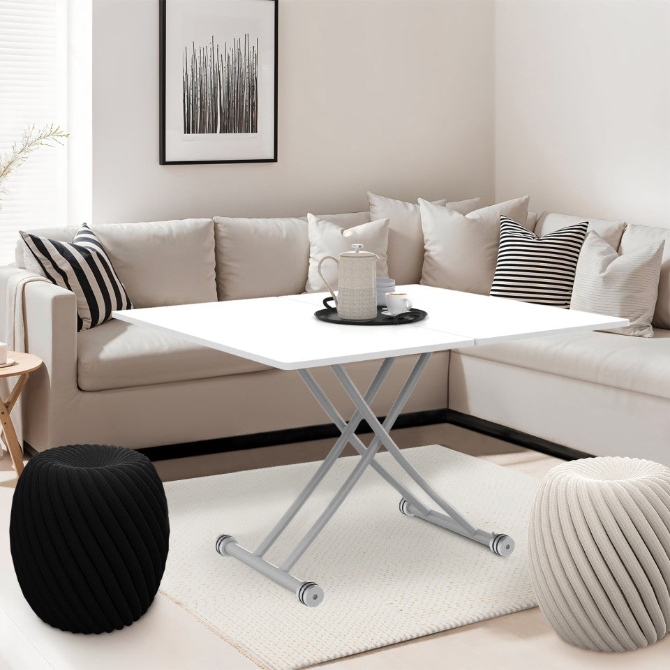Table basse relevable 2 en 1 Tribeca blanche