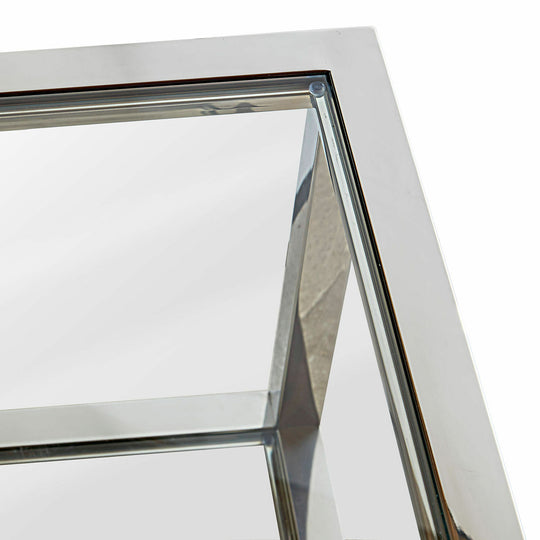 Table basse LOBERON Clayton en verre et inox argenté — photo produit