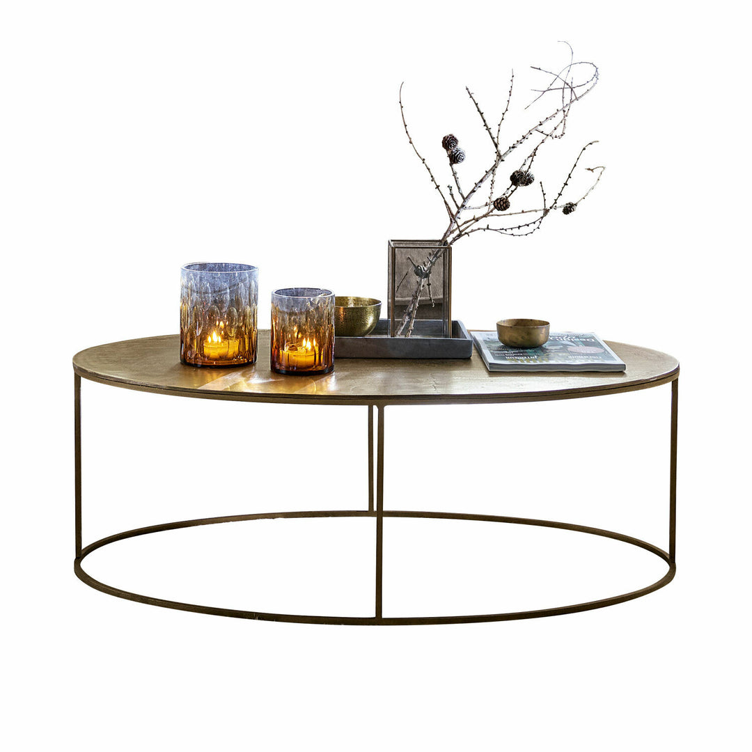 Table basse ovale LOBERON Leron en métal or vieilli — photo produit
