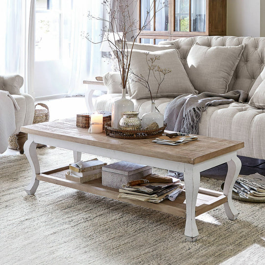Table basse LOBERON Riverside en bois massif 130x45cm — photo produit