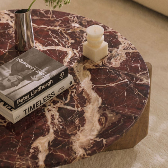 Table basse ronde SKLUM Lavinia marbre rouge Ø85 cm — photo produit