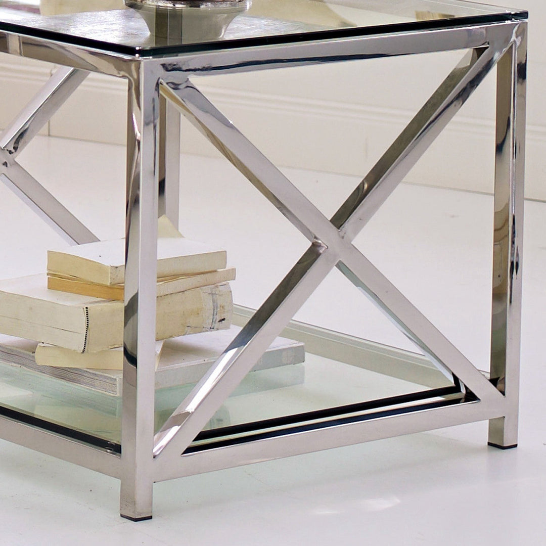 Table d'appoint LOBERON Stamford en métal argenté — photo produit