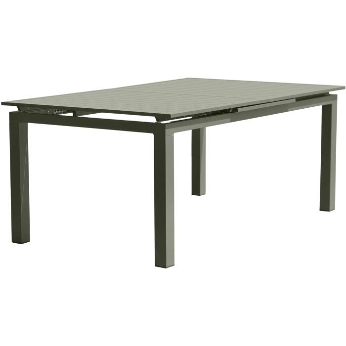 Table de jardin DCB GARDEN 10 places en aluminium kaki 180/240x100 cm avec rallonge automatique — photo produit
