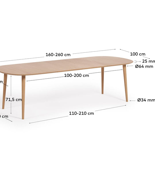 Table extensible KAVE Oqui chêne 160-260cm — photo produit