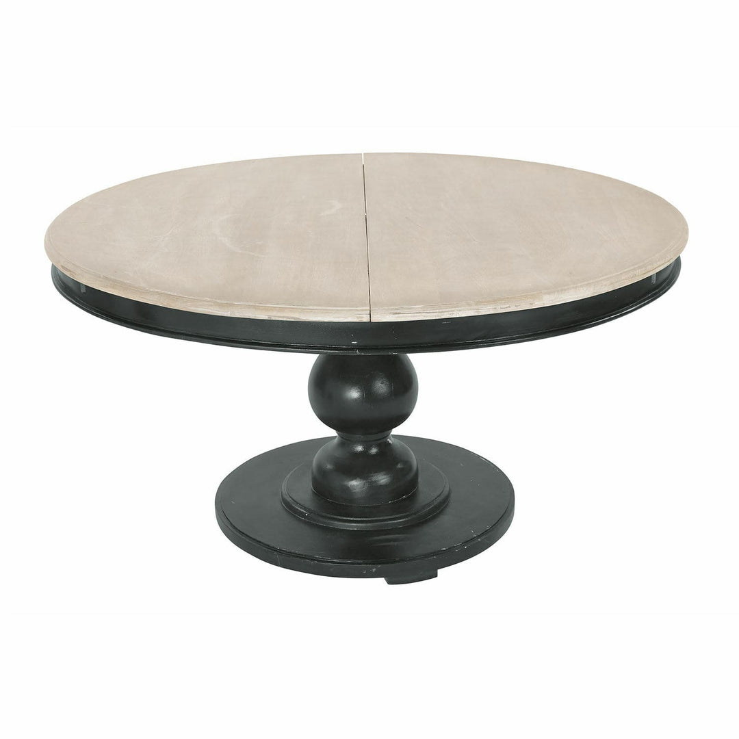 Table à manger ronde LOBERON Shrewsbury rallongeable noir et marron — photo produit