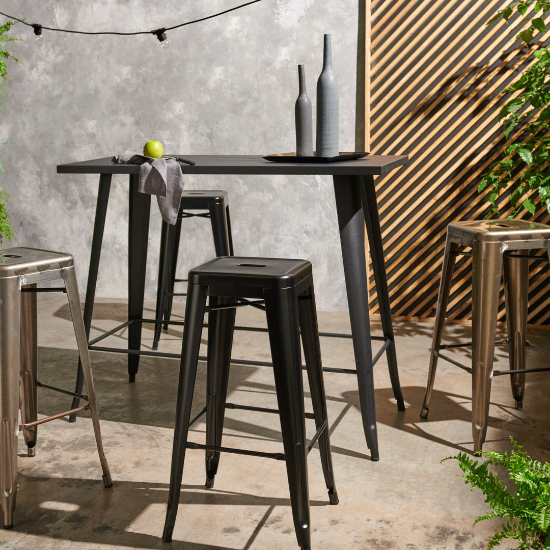 Lot de 4 tabourets de bar extérieur en métal noir