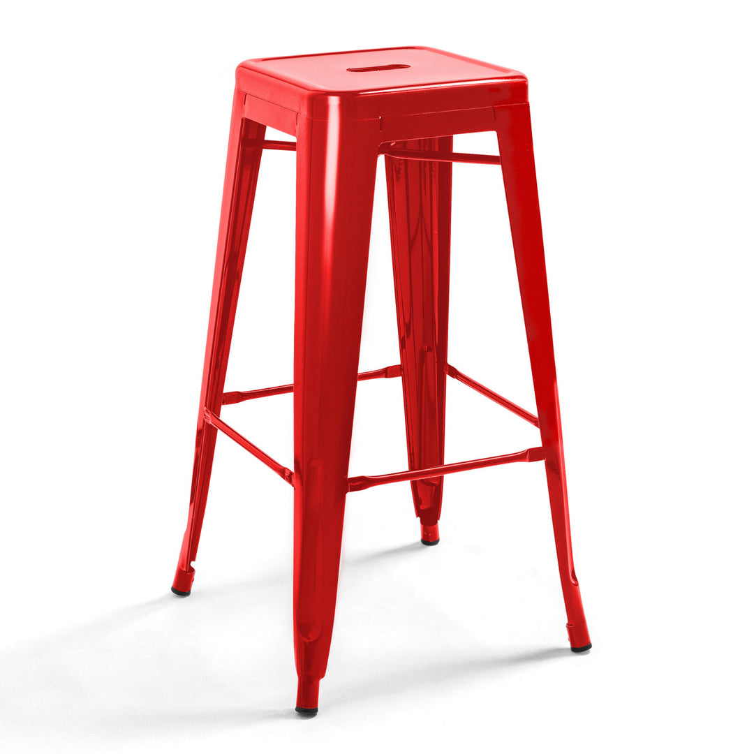 Lot de 4 tabourets de bar extérieur en métal rouge