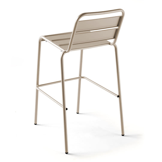 Lot de 4 chaises haute de jardin Oviala en metal taupe PALAVAS