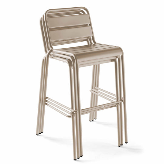 Lot de 4 chaises haute de jardin Oviala en metal taupe PALAVAS