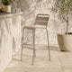 Lot de 4 chaises haute de jardin Oviala en metal taupe PALAVAS