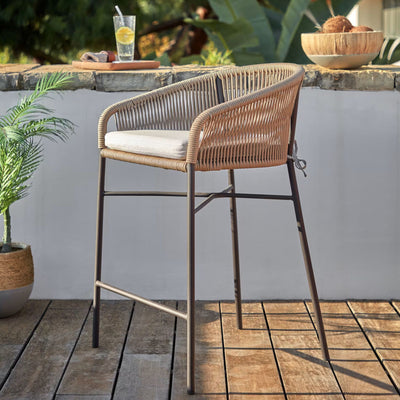 Lot de 4 Tabourets KAVE HOME Yanet en corde beige hauteur 80 cm