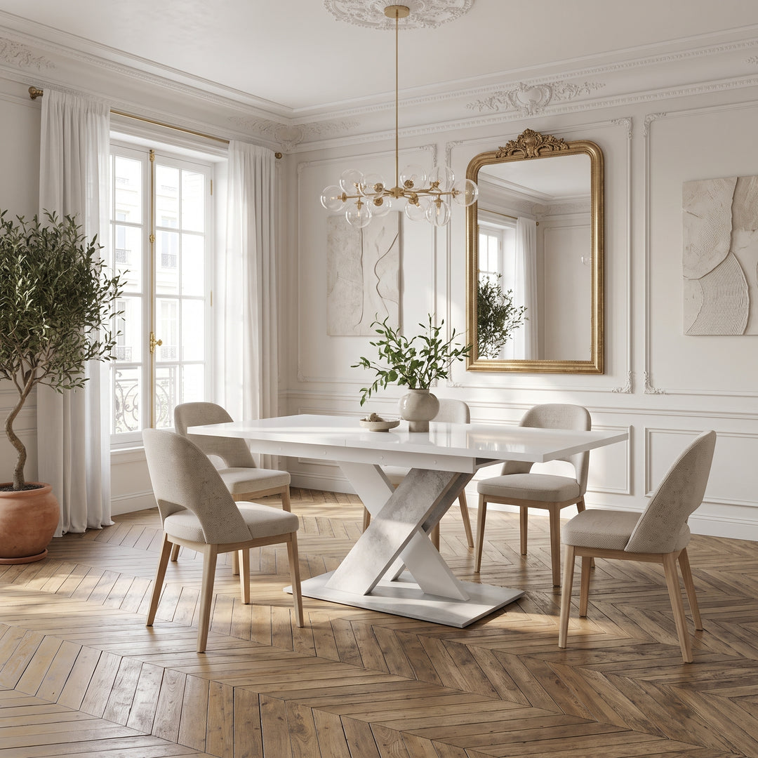 Table MOBILIER 1 Decium (Blanc + Béton) — en situation