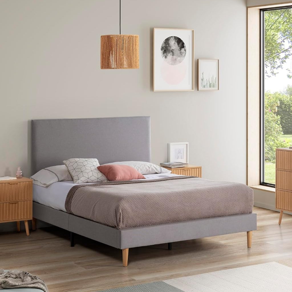 Tête de lit en tissu gris clair Aura 150x60cm