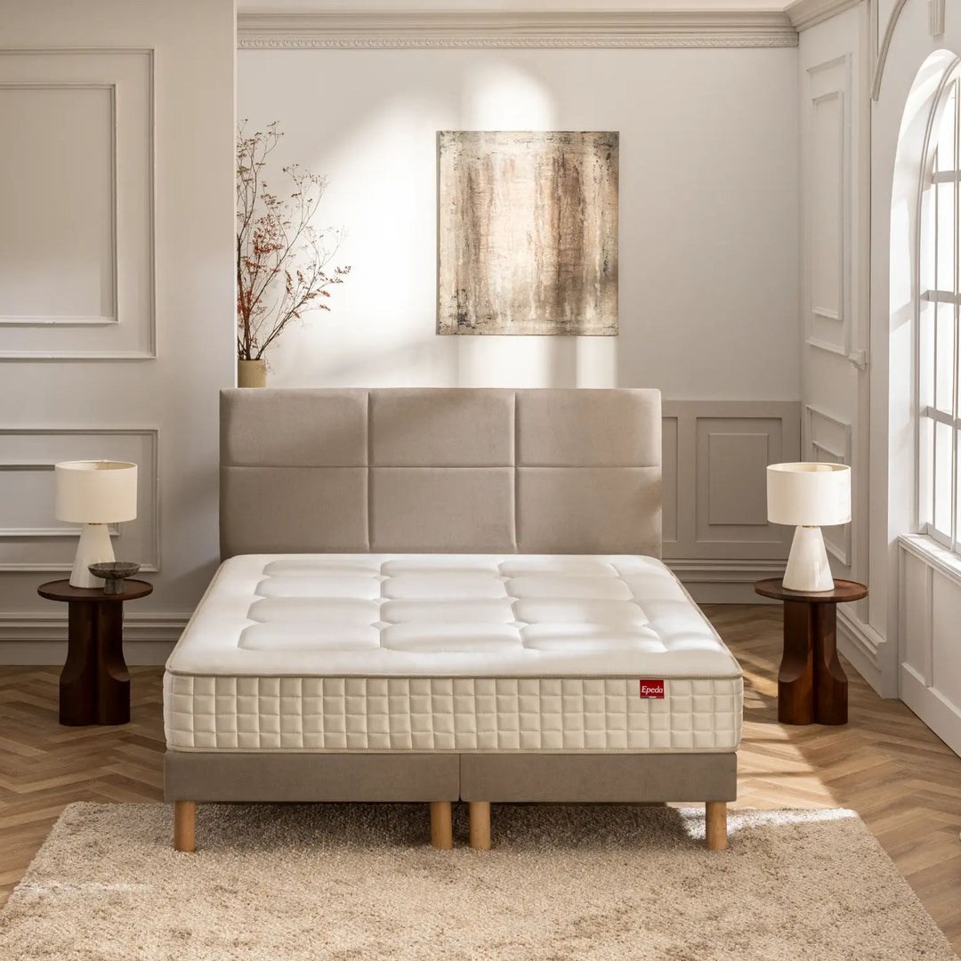 Tete de lit EPEDA 180cm déco carré tissé Taupe