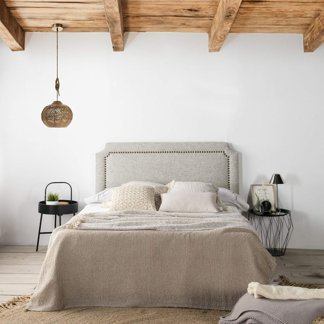 Tête de lit capitonnée en tissu gris 160x60cm