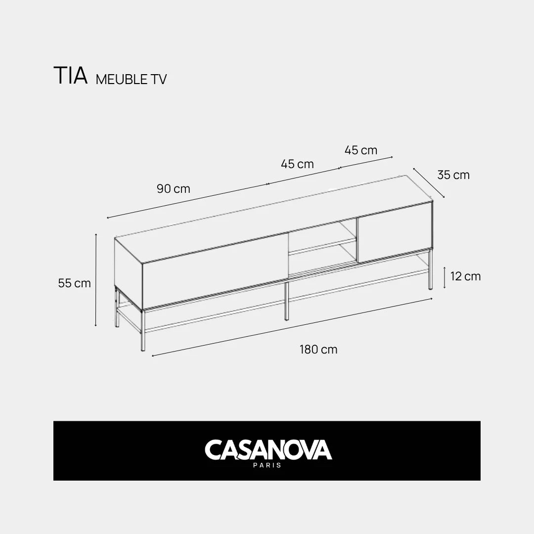 Meuble TV CASANOVA Tia chêne clair et métal noir — photo produit