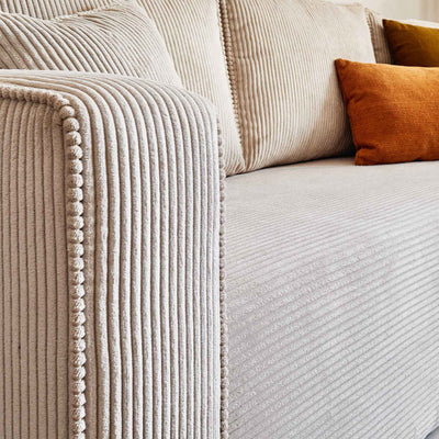 Canapé convertible BEST MOBILIER Topaze 3 places avec coffre en velours côtelé beige