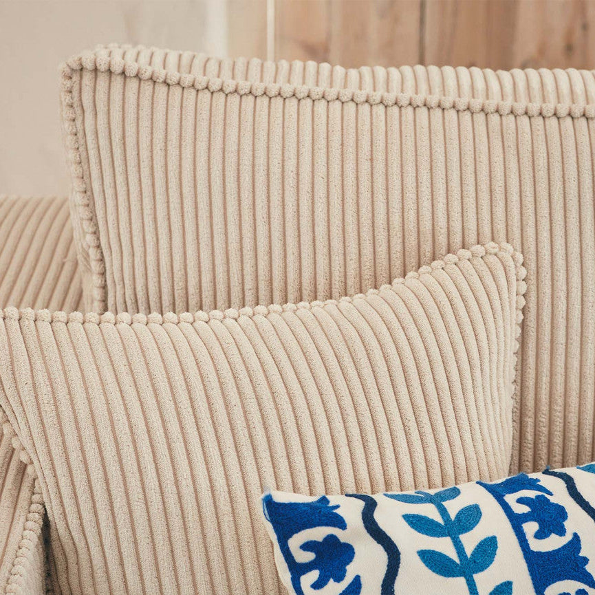 Canapé d'angle réversible Topaze 4 places convertible avec coffre en velours côtelé beige