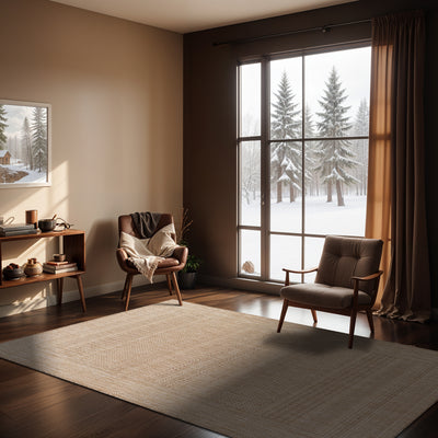 Tapis d'Extérieur/Intérieur Aspect Jute Beige/Ivoire Khoy