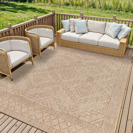 Tapis d'Extérieur/Intérieur Aspect Jute Beige/Ivoire 5 Kura