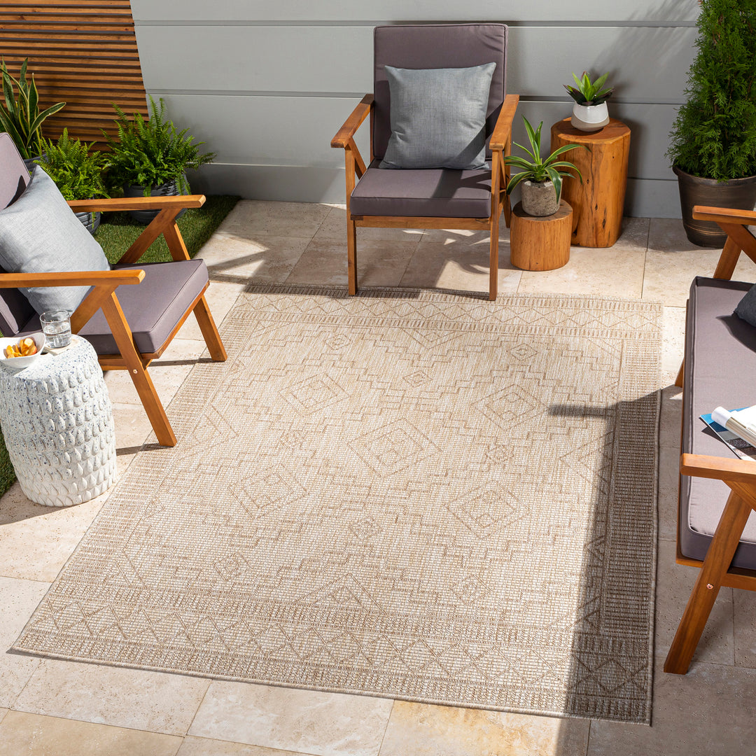 Tapis d'Extérieur/Intérieur Aspect Jute Beige/Ivoire 5 Kura