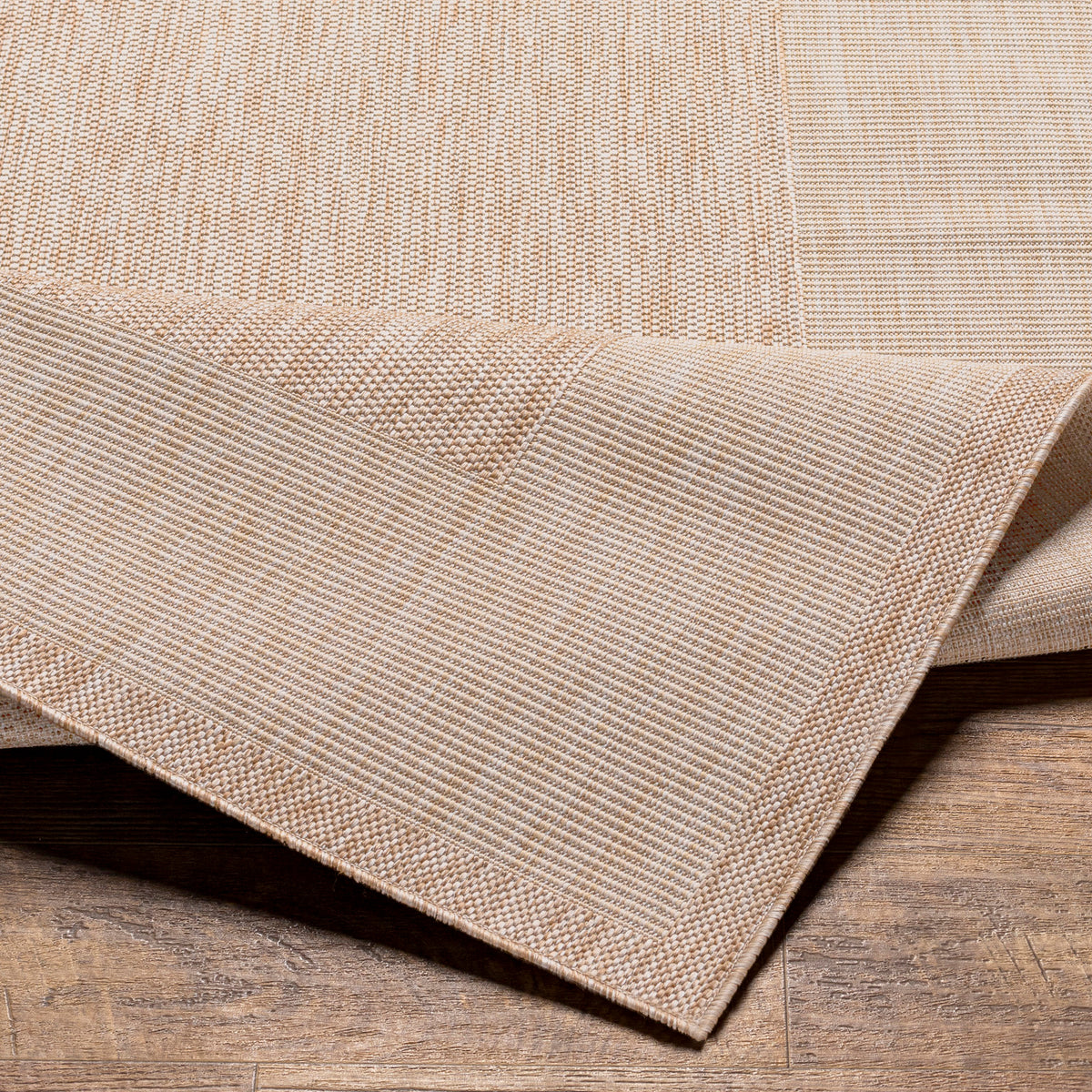 Tapis d'extérieur Surya Layla aspect jute, centre beige chiné et bordure ivoire, vue 4